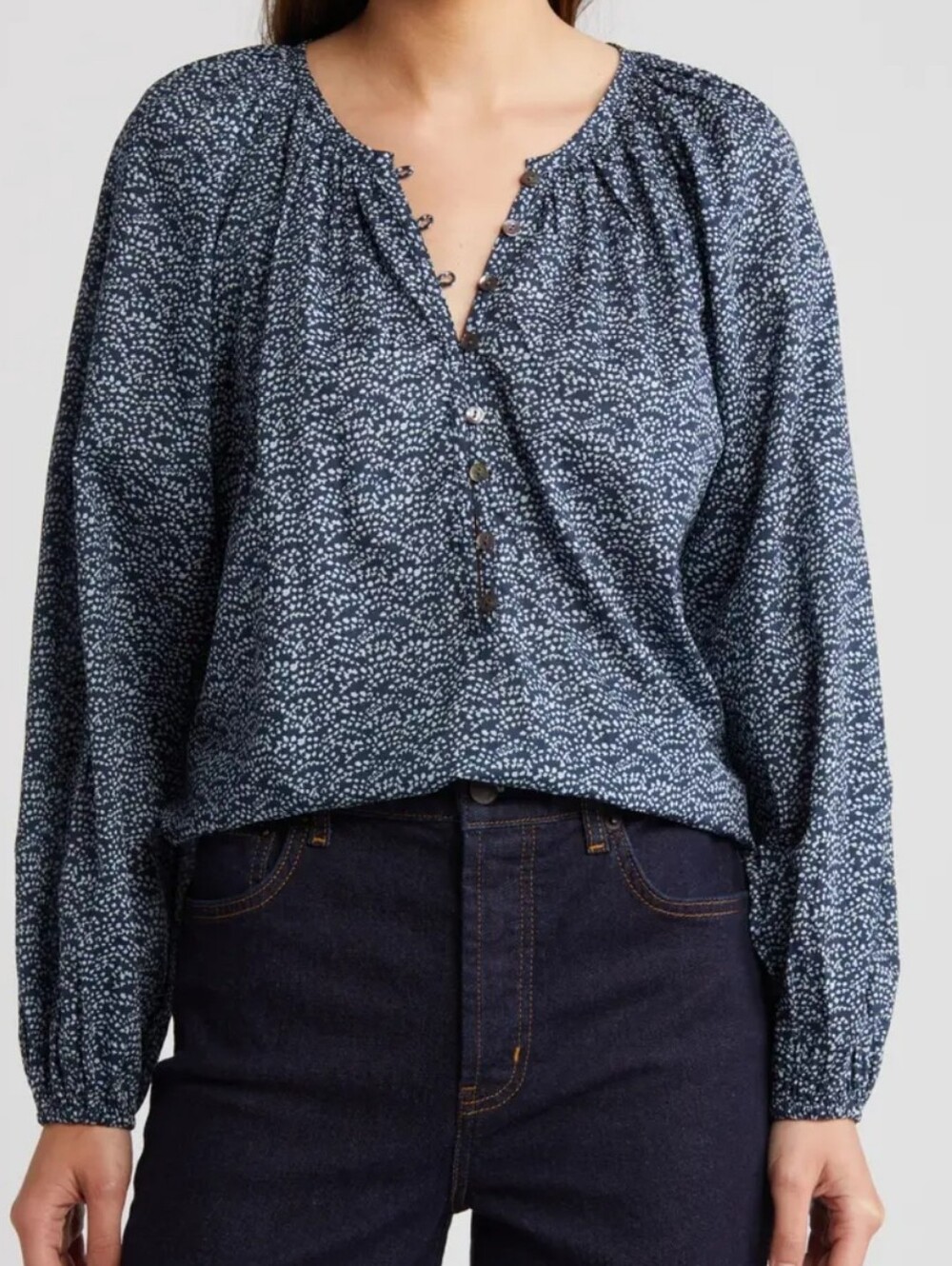 Rails Indi Print Cotton Balloon Sleeve Top